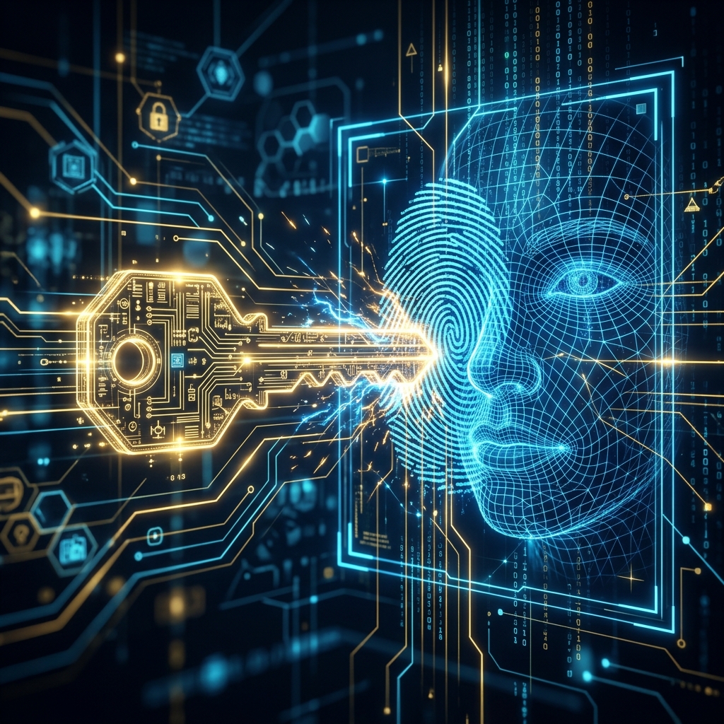 Concepto de autenticación Passkey con biometría